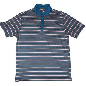 Columbia Golf Striped Short Sleeve Polo Men's Large Poly/Spandex Blend